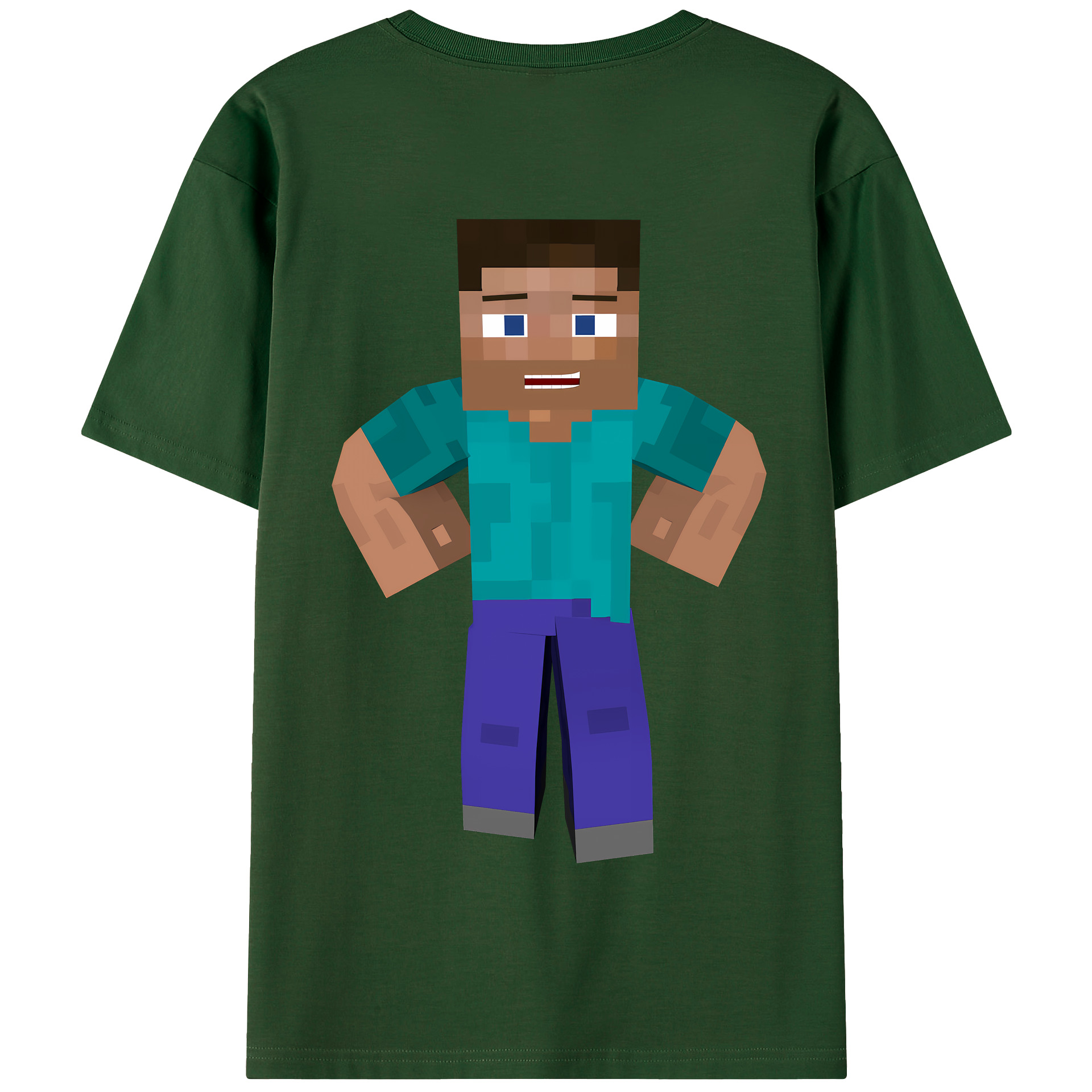 （画像用） マインクラフト ブロックの世界 Minecraft MC Block world 綿100％半袖Tシャツ（背面プリント）